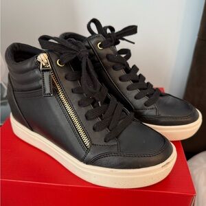 Nine West Black and Gold High-Top Sneakers